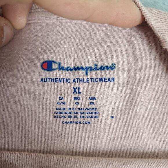 New Mens Champion Crew Neck Cotton Jersey Dream Pink T Shirt Tee XL - Picture 3 of 7